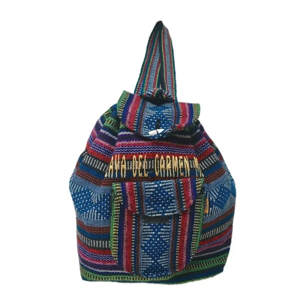 Pinzon Mexican Woven Backpack Playa del Carmen Boho Festival Artisan Travel Bag